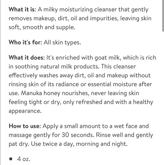 KATE SOMERVILLE Goat Milk Moisturizing Cleanser, NEW - Picture 3 of 5